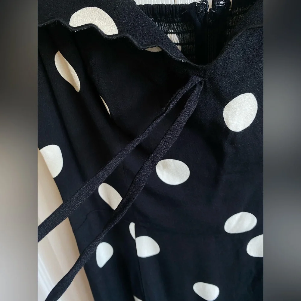 NWT Reformation Shyla Polka Dot Dress with Bow Details Size 6 - Picture 6 of 16